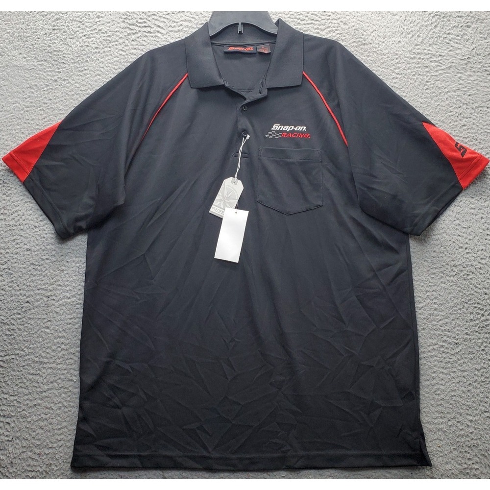 Snap-On Racing Golf Performance Polo Shirt Mens XL Black Short Sleeve Popover